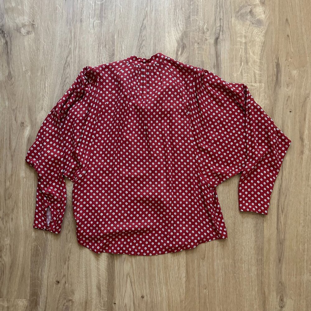 Joie dolman sleeve button-down top in orange and white print - XS - Picture 4 of 5